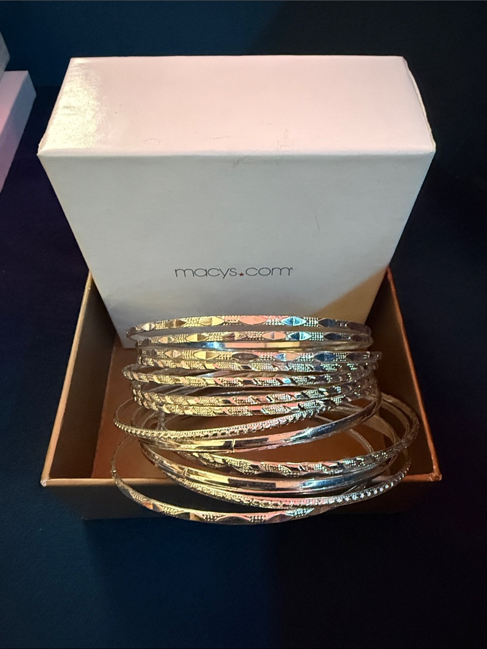 Macy's Silver Tone Bangle Bracelet Set - Women's Jewelry